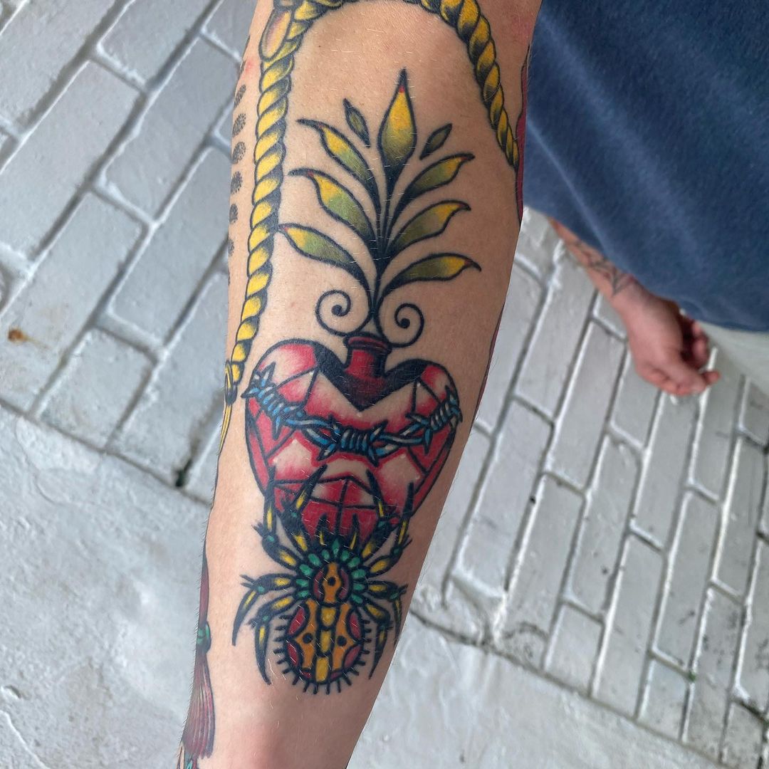 a person holding a tattoo
