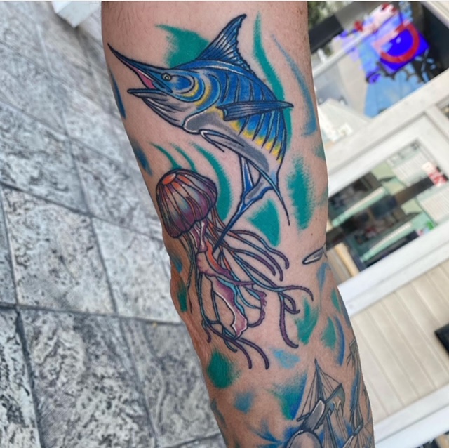 Nautical Tattoo session with Marissa Olney at Southernmost Tattoo, premier destination for tattoos in the Keys
