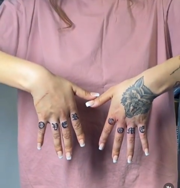 Finger Tattoo session with Marissa Olney at Southernmost Tattoo, premier destination for tattoos in the Keys