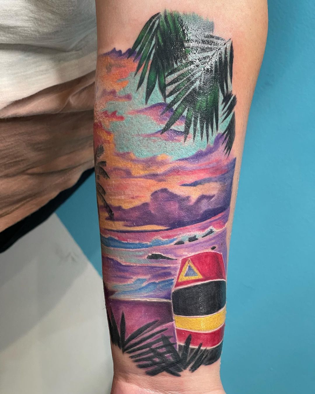 a tattoo on his arm