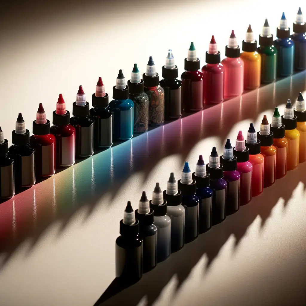 a long row of wine glasses