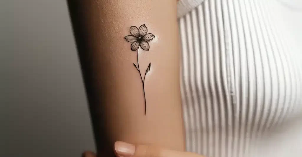 fine line tattoo of a flower in Key West