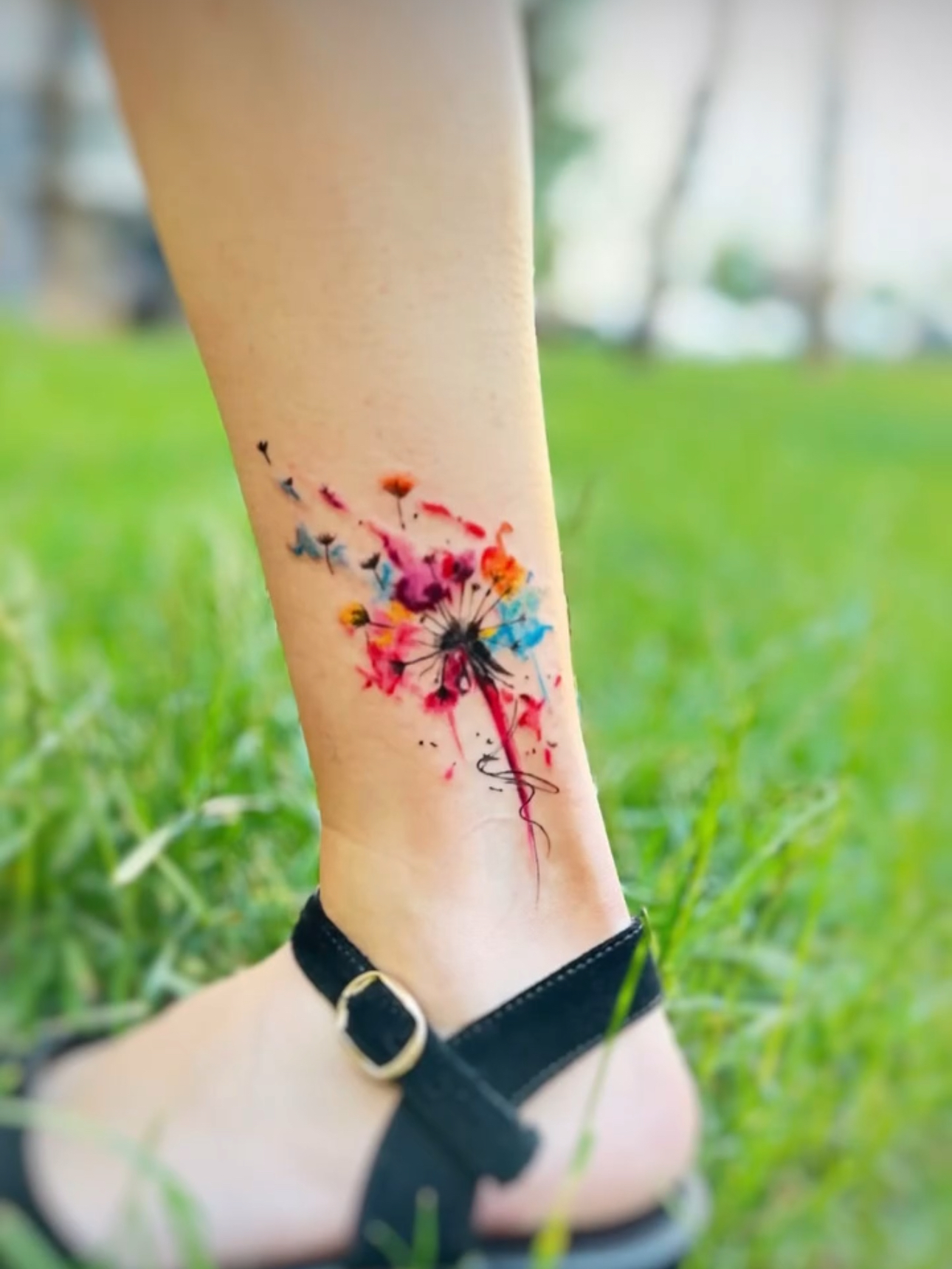 a close up of a tattoo on a field