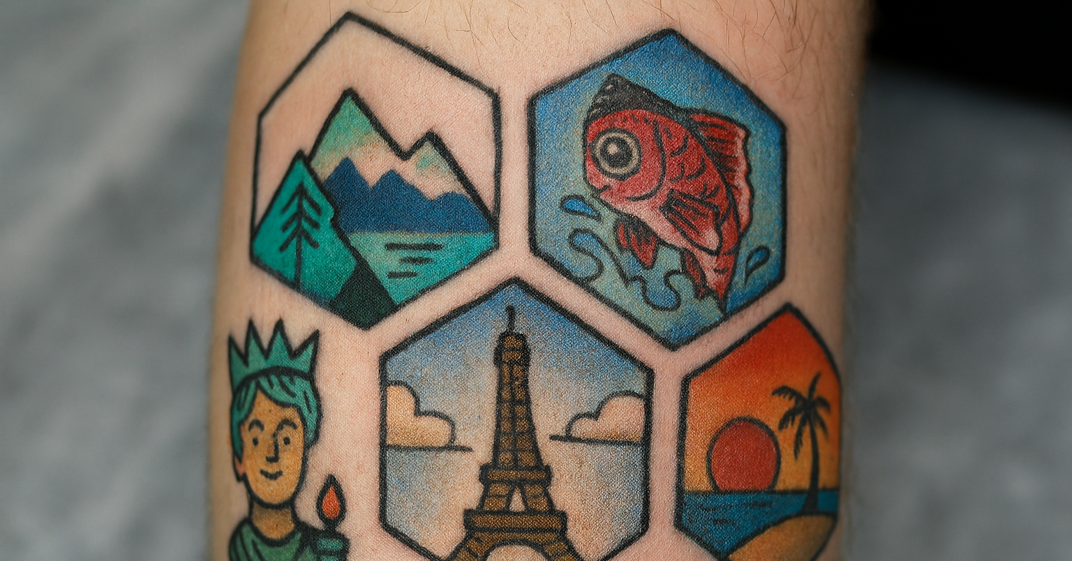 Honeycomb travel tattoo key west