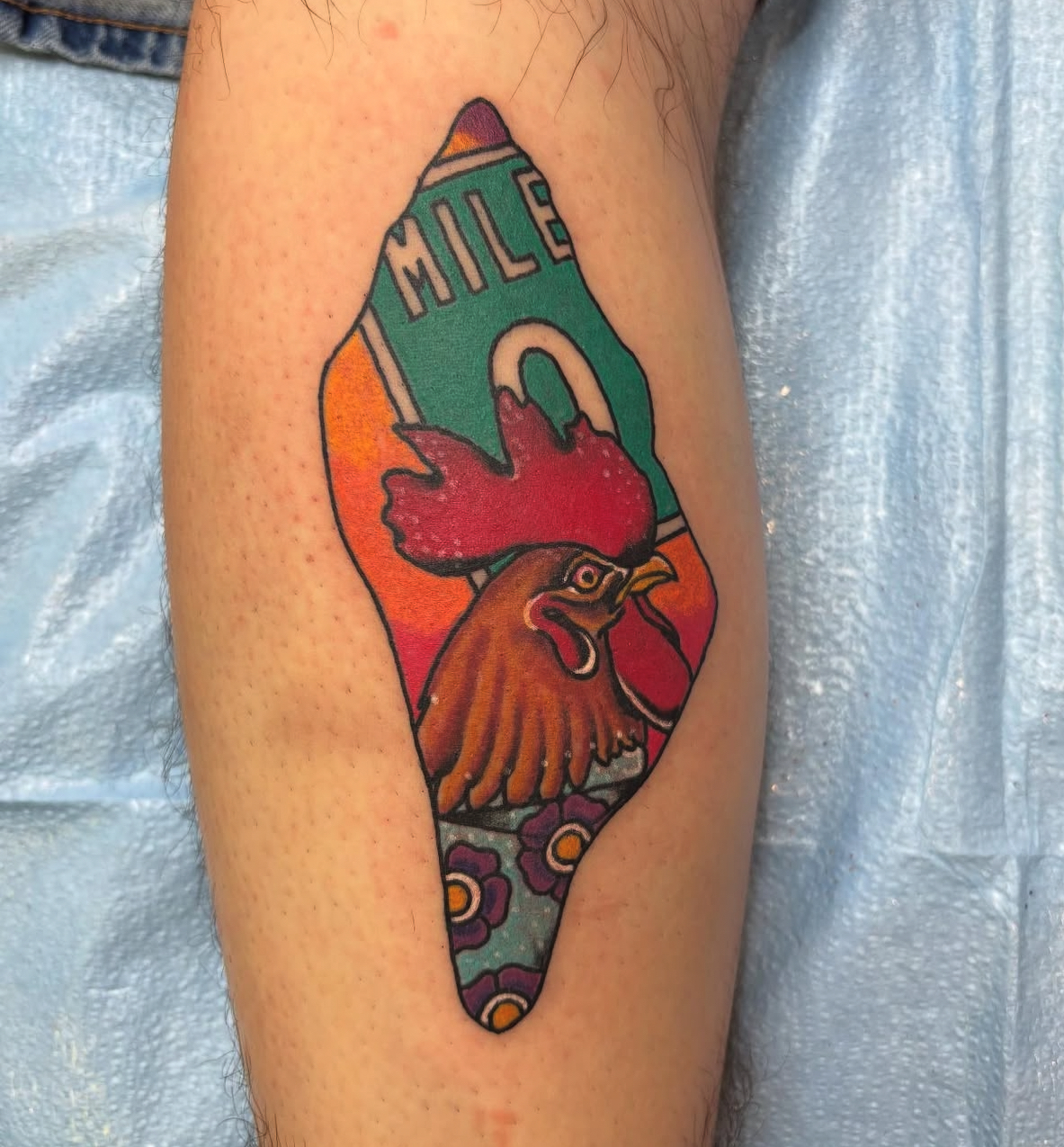 Mile Zero Tattoo with Rooster