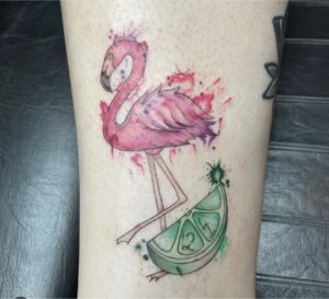Flamingo With Lime Tattoo